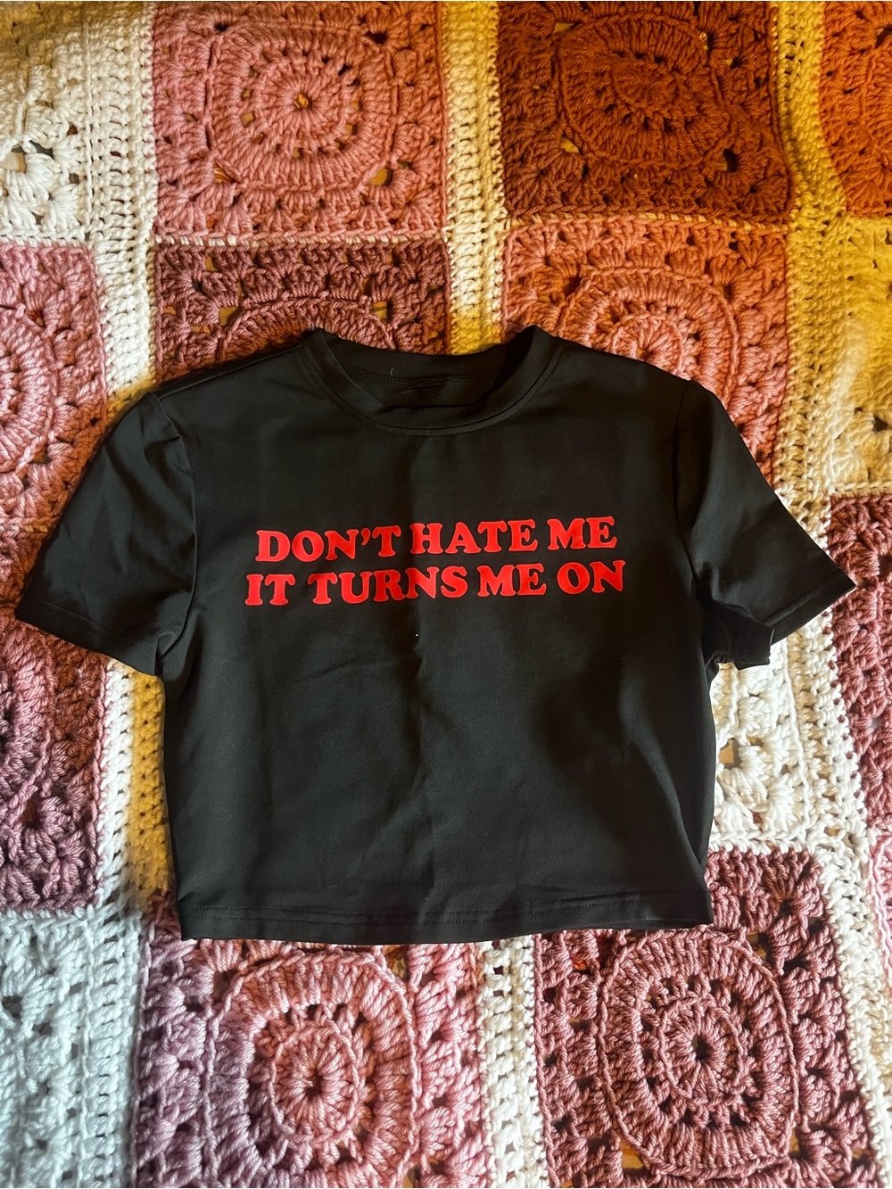 Black Graphic Tee with Raunchy Slogan
